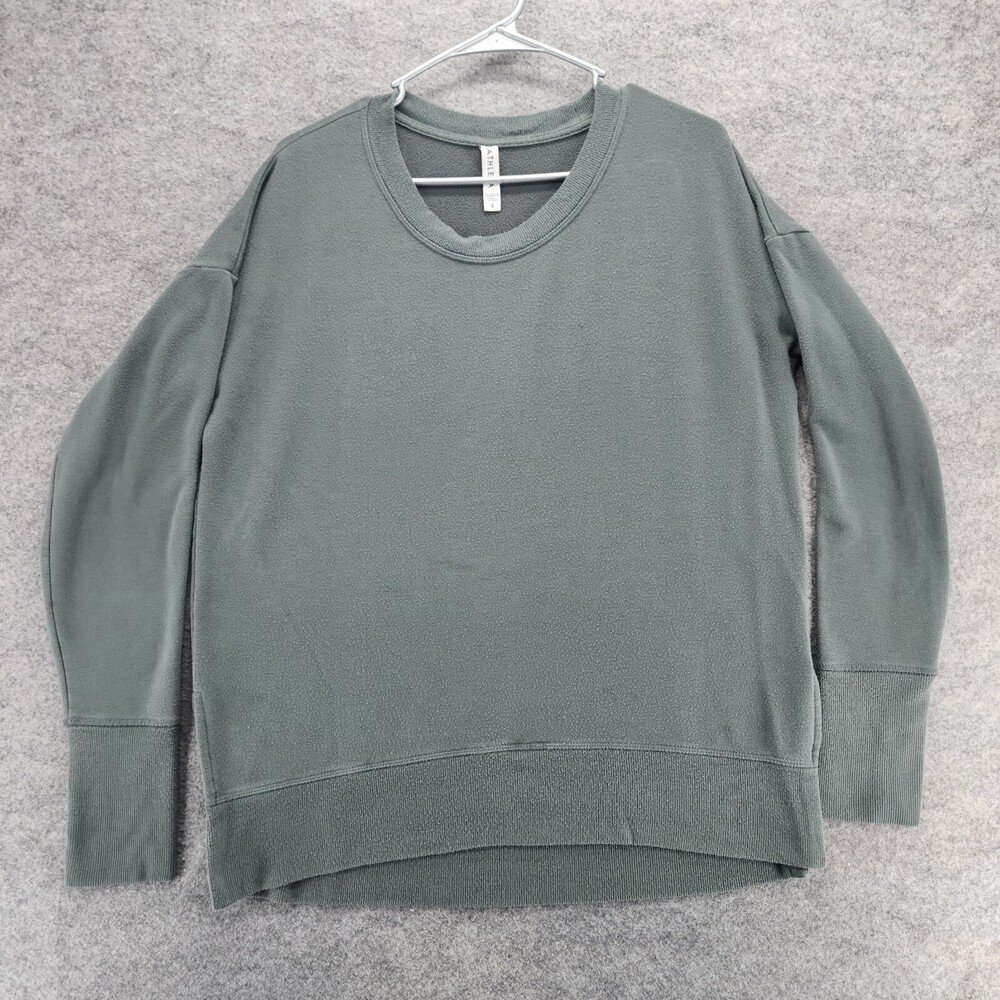 Athleta Sweatshirt Womens Small Crew Neck Green Thumbholes